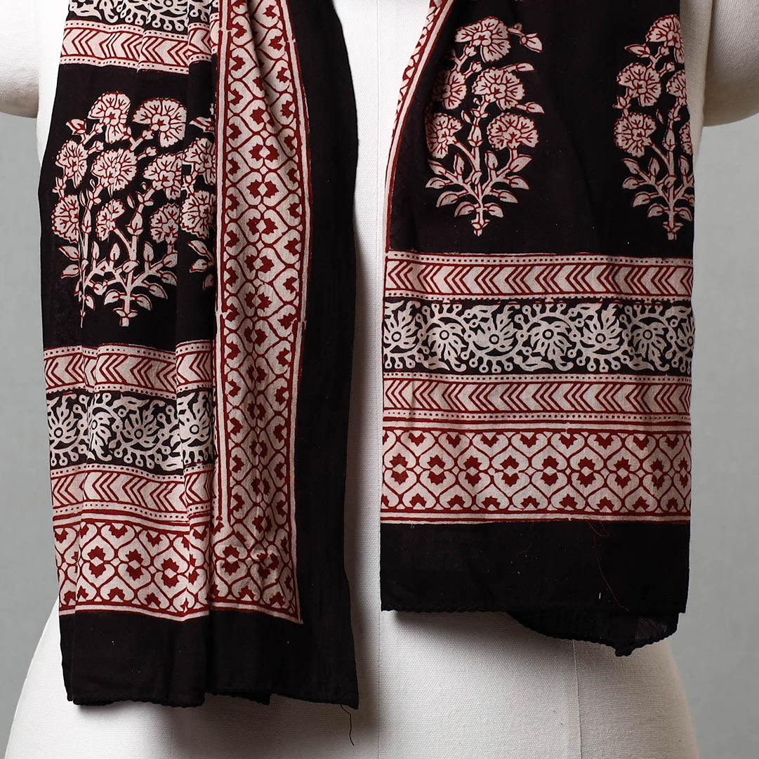 Black - Bagh Hand Block Printed Cotton Stole