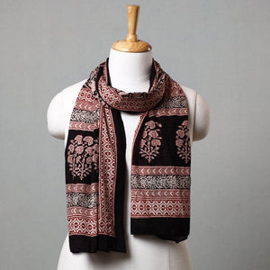 Black - Bagh Hand Block Printed Cotton Stole