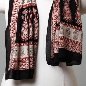 Black - Bagh Hand Block Printed Cotton Stole