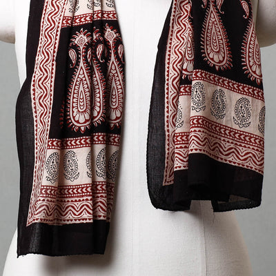 Black - Bagh Hand Block Printed Cotton Stole