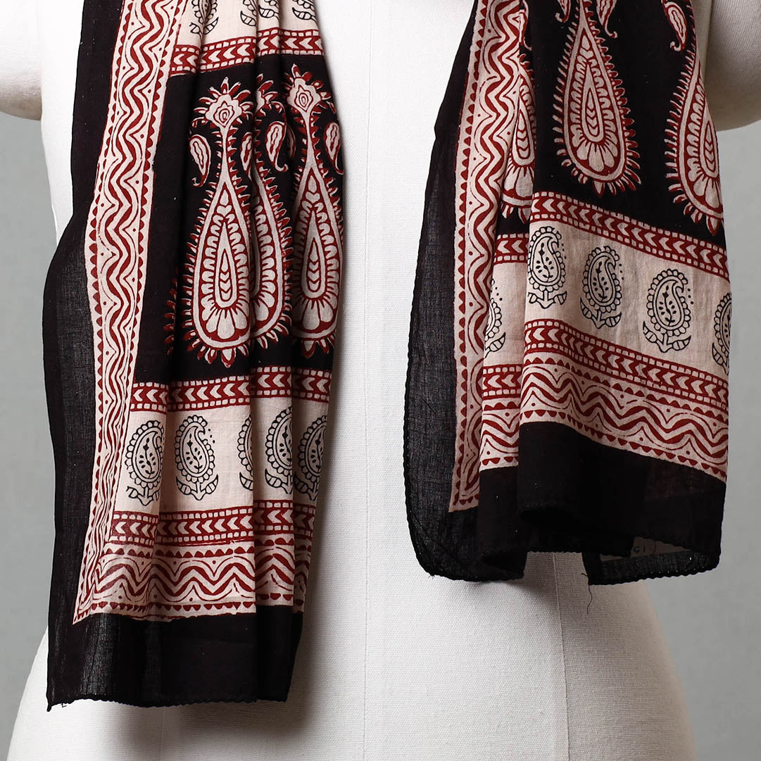 Black - Bagh Hand Block Printed Cotton Stole