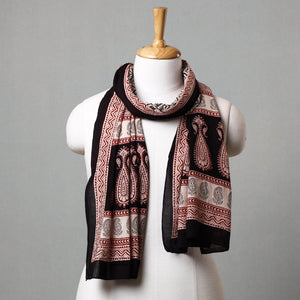 Black - Bagh Hand Block Printed Cotton Stole