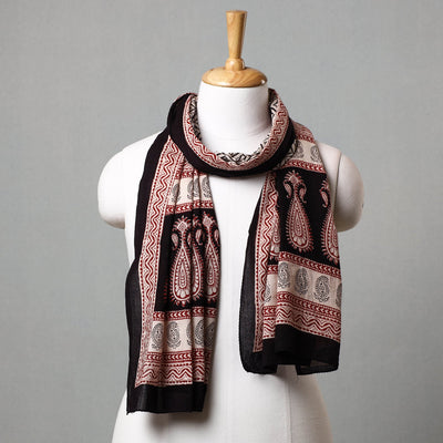 Black - Bagh Hand Block Printed Cotton Stole