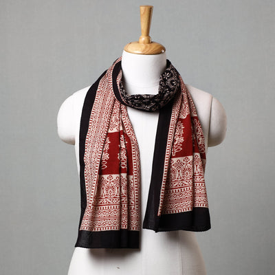 Black - Bagh Hand Block Printed Cotton Stole