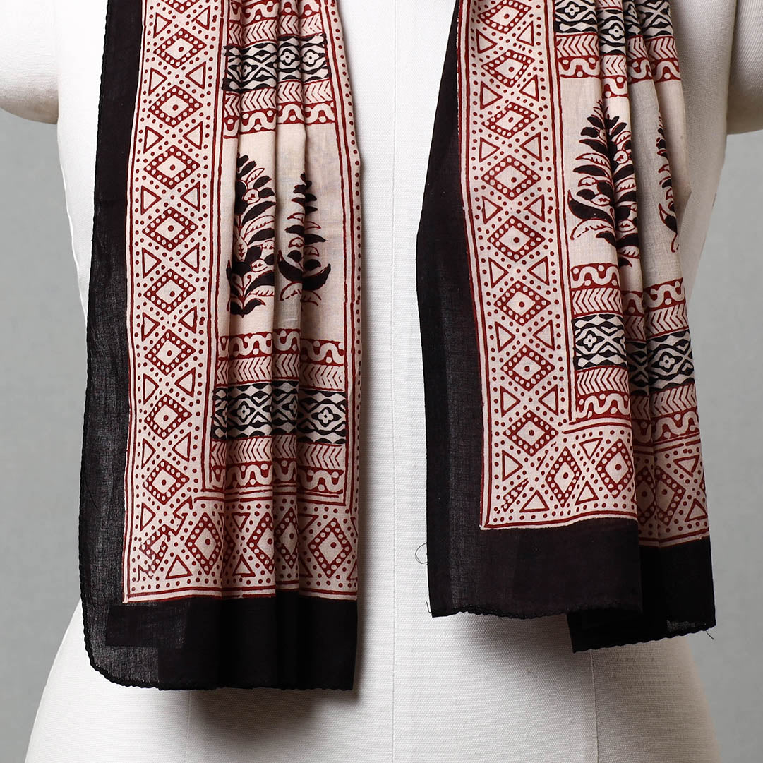 Black - Bagh Hand Block Printed Cotton Stole