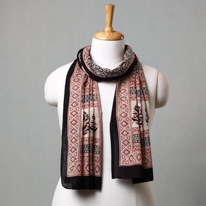 Black - Bagh Hand Block Printed Cotton Stole