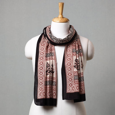 Black - Bagh Hand Block Printed Cotton Stole