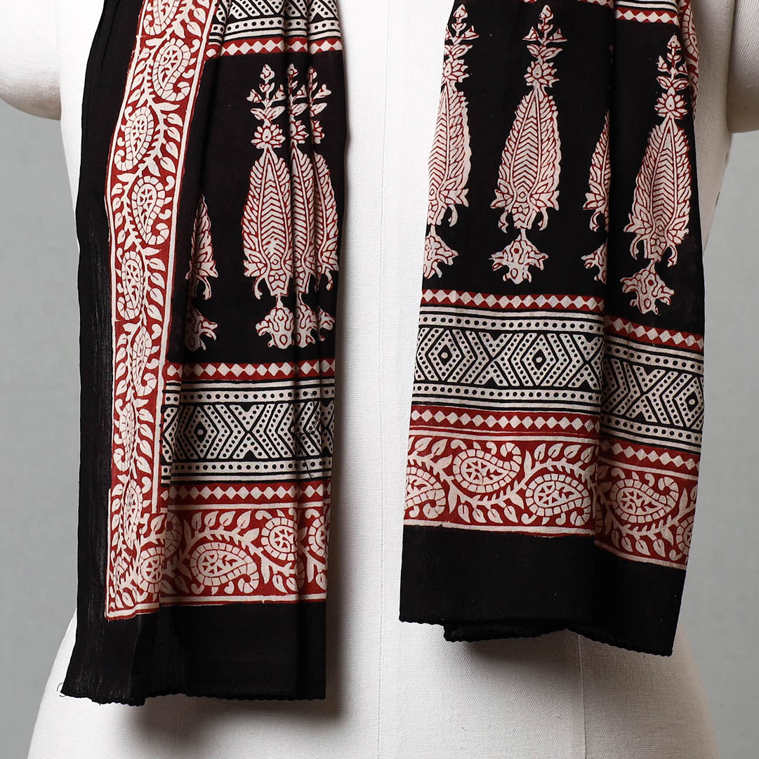 Black - Bagh Hand Block Printed Cotton Stole