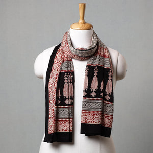 Black - Bagh Hand Block Printed Cotton Stole