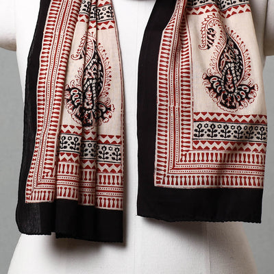 Black - Bagh Hand Block Printed Cotton Stole