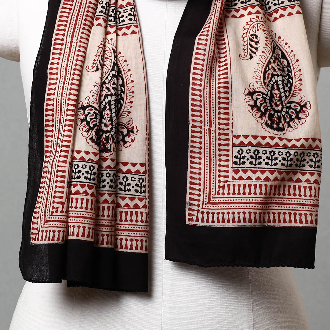 Black - Bagh Hand Block Printed Cotton Stole