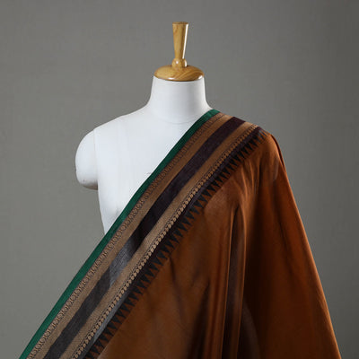Brown - Cotton Kanchipuram Fabric with Thread Border 07