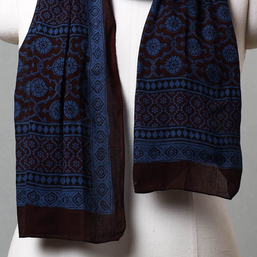 Blue - Bagh Hand Block Printed Cotton Stole