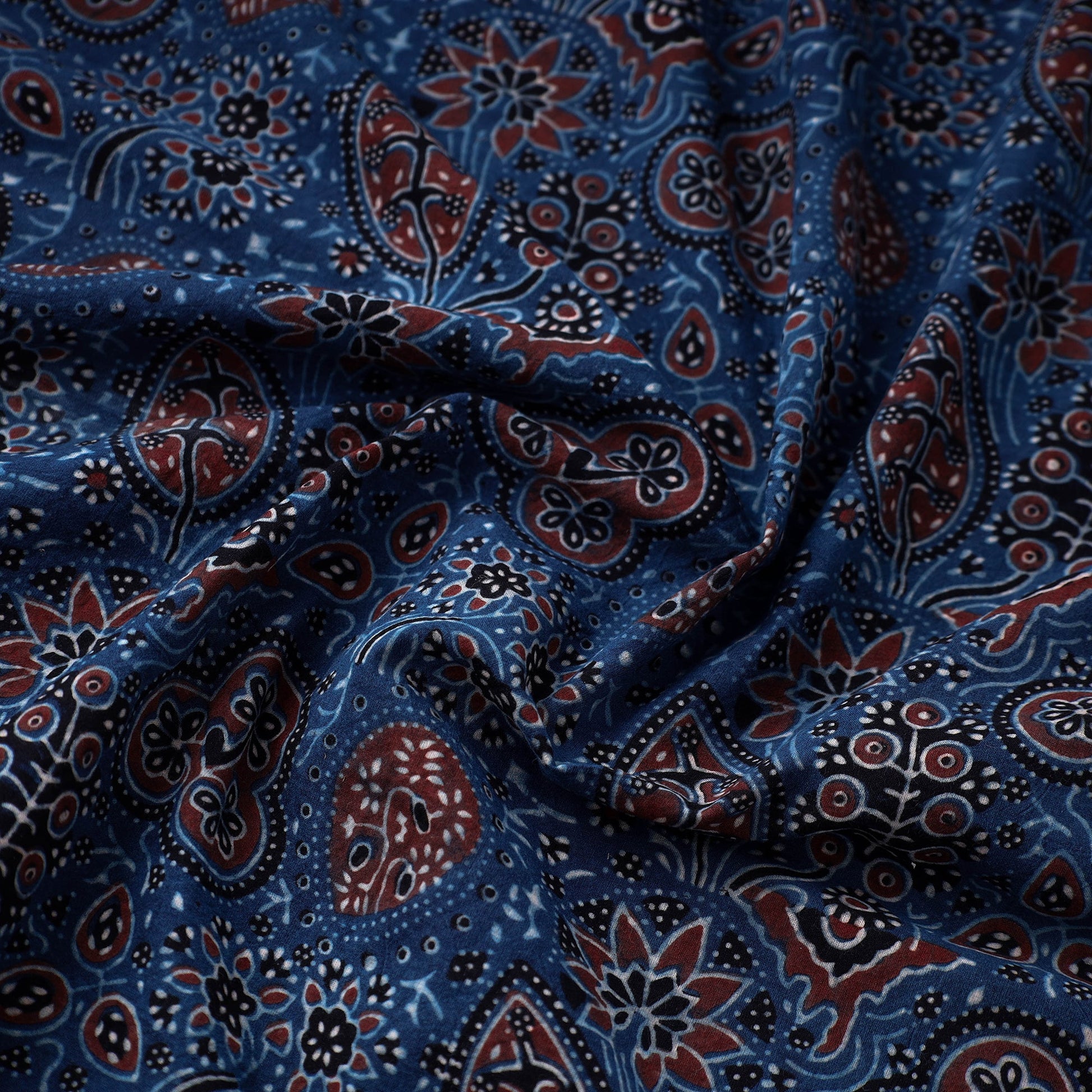 Blue - Block Print Cotton Ajrakh Fabric 06