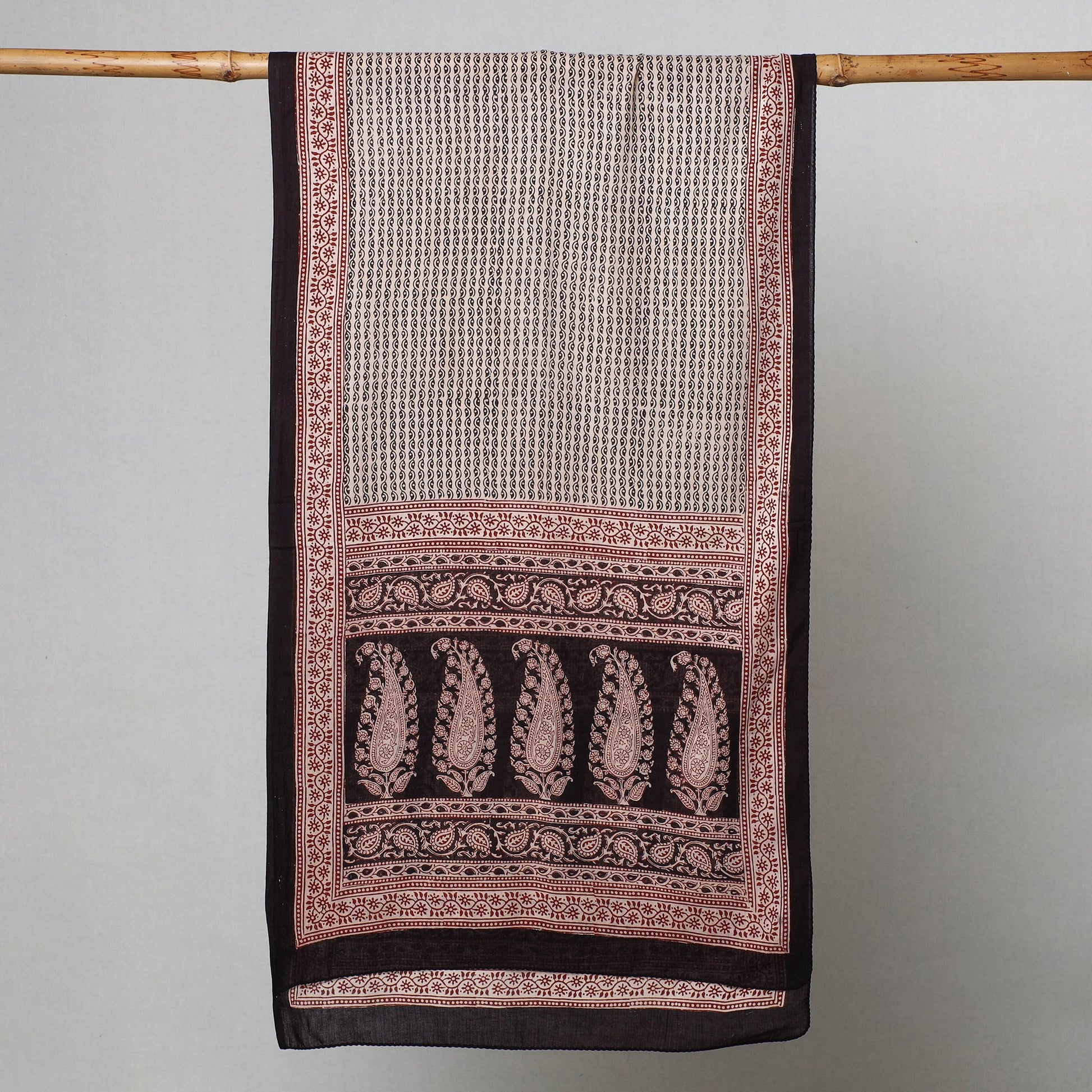 Black - Bagh Hand Block Printed Cotton Stole