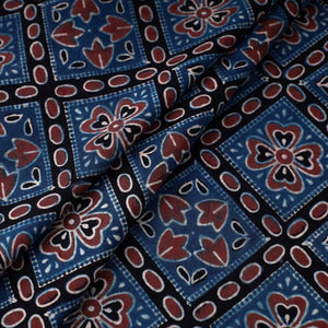 Blue - Hand Block Printed Cotton Ajrakh Fabric 70