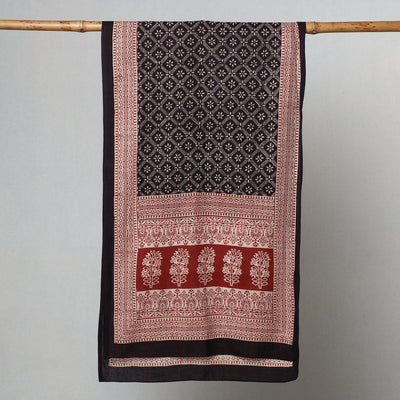 Black - Bagh Hand Block Printed Cotton Stole
