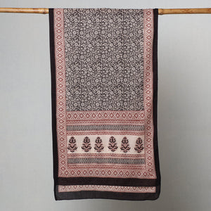 Black - Bagh Hand Block Printed Cotton Stole