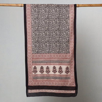 Black - Bagh Hand Block Printed Cotton Stole