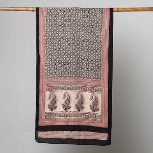 Black - Bagh Hand Block Printed Cotton Stole