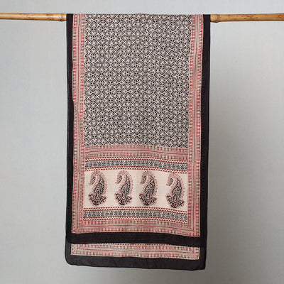 Black - Bagh Hand Block Printed Cotton Stole