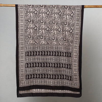 Black - Bagh Hand Block Printed Cotton Stole