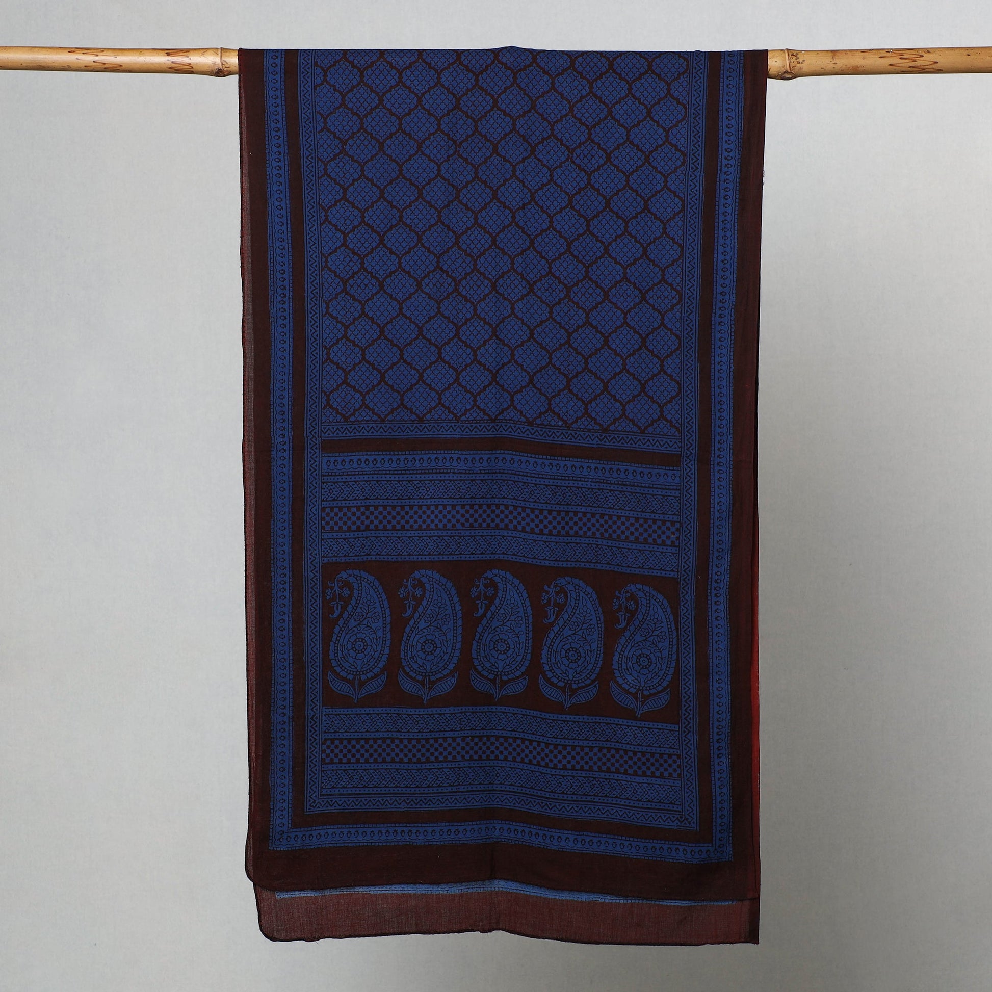 Blue - Bagh Hand Block Printed Cotton Stole