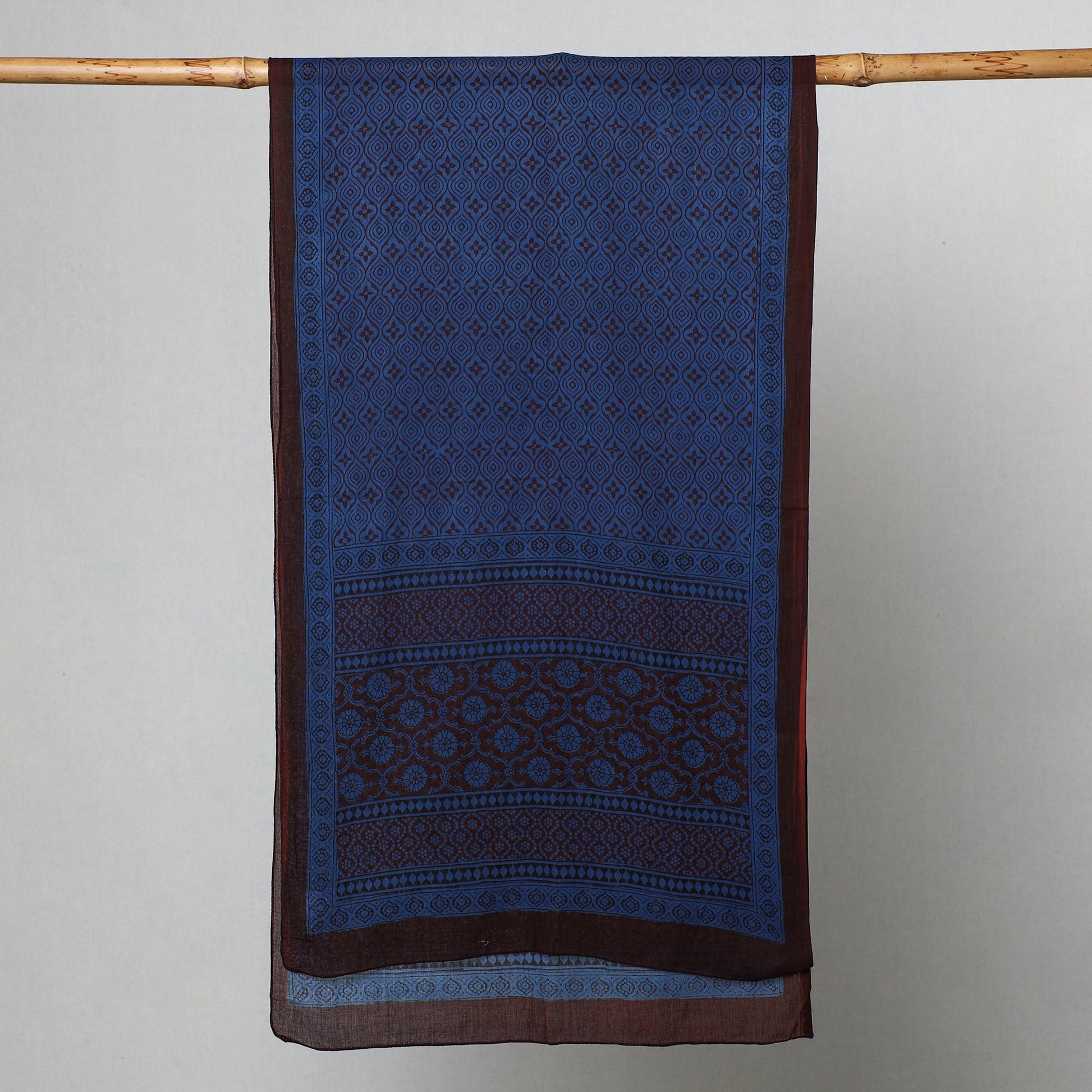 Blue - Bagh Hand Block Printed Cotton Stole