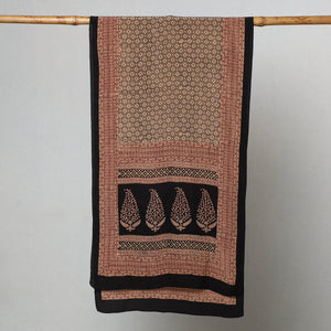 Brown - Bagh Hand Block Printed Crepe Silk Stole