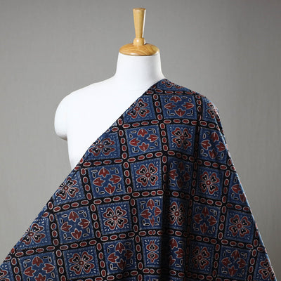 Blue - Hand Block Printed Cotton Ajrakh Fabric 70
