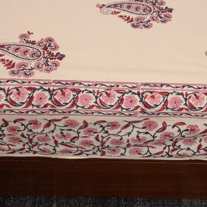 Beige - Cotton Double Sanganeri Print Bed Sheet 02