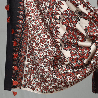 Brown - 3pc Ajrakh Block Printed Natural Dyed Cotton Suit Material Set 05