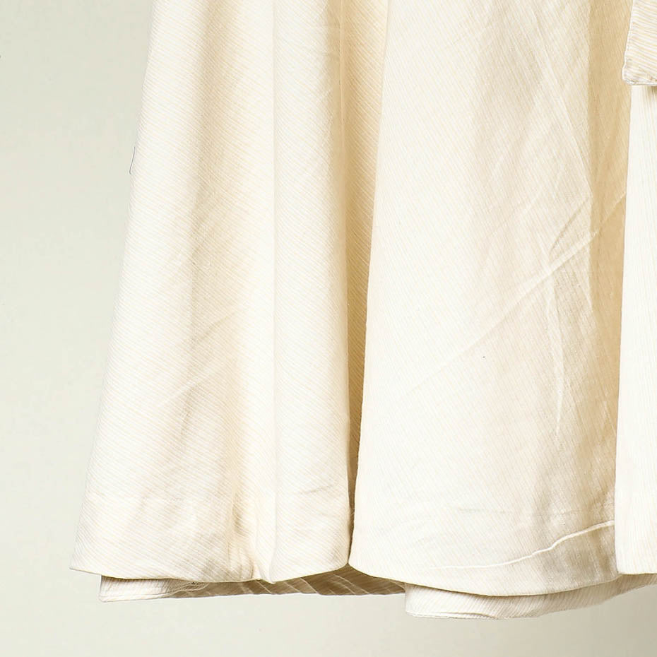 Beige - Plain Handloom Jhiri Cotton Wrap Around Skirt
