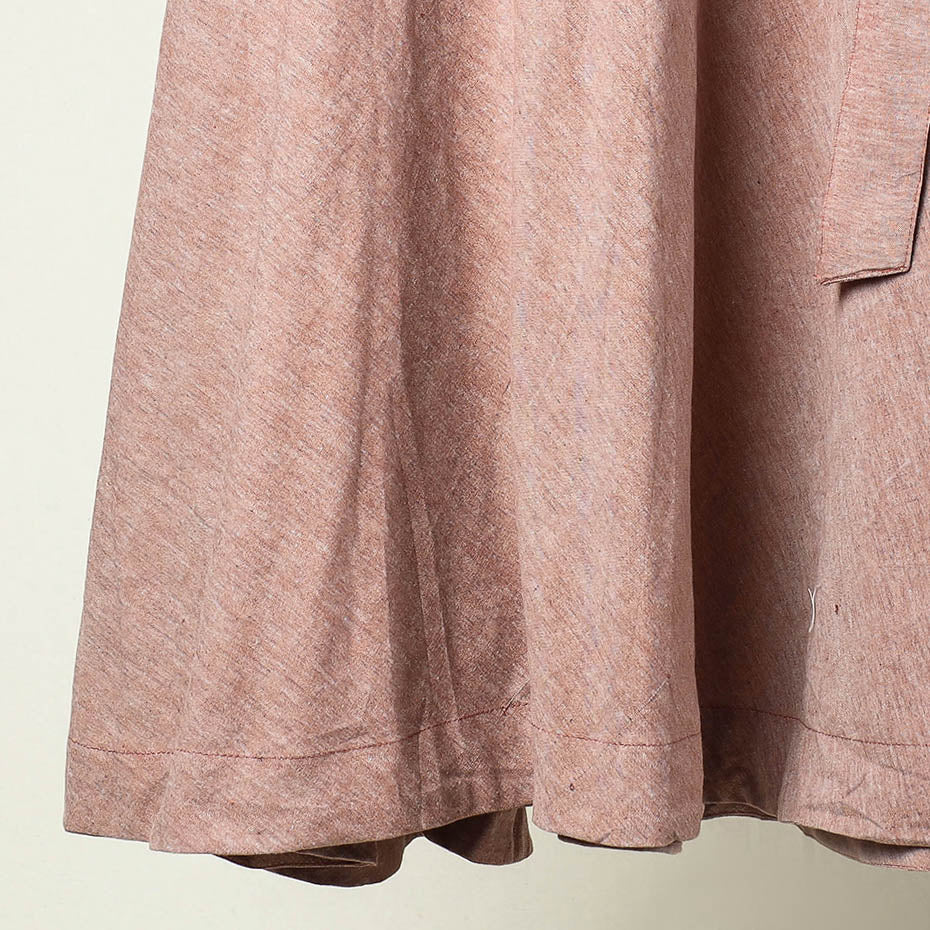 Brown - Plain Handloom Jhiri Cotton Wrap Around Skirt