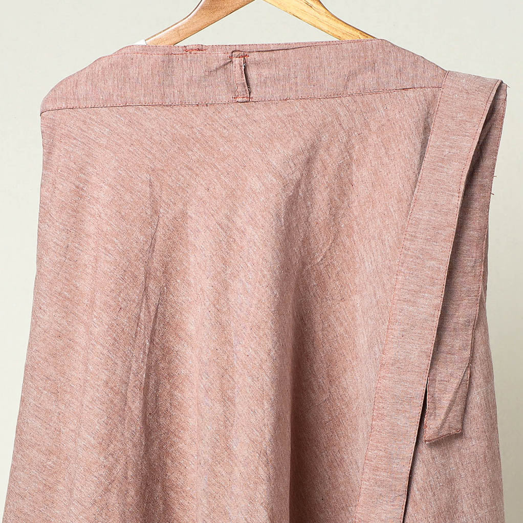 Brown - Plain Handloom Jhiri Cotton Wrap Around Skirt