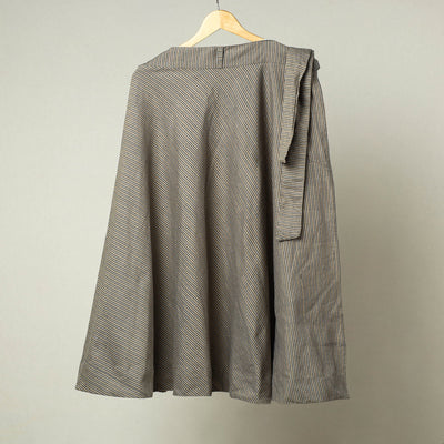 Brown - Plain Handloom Jhiri Cotton Wrap Around Skirt