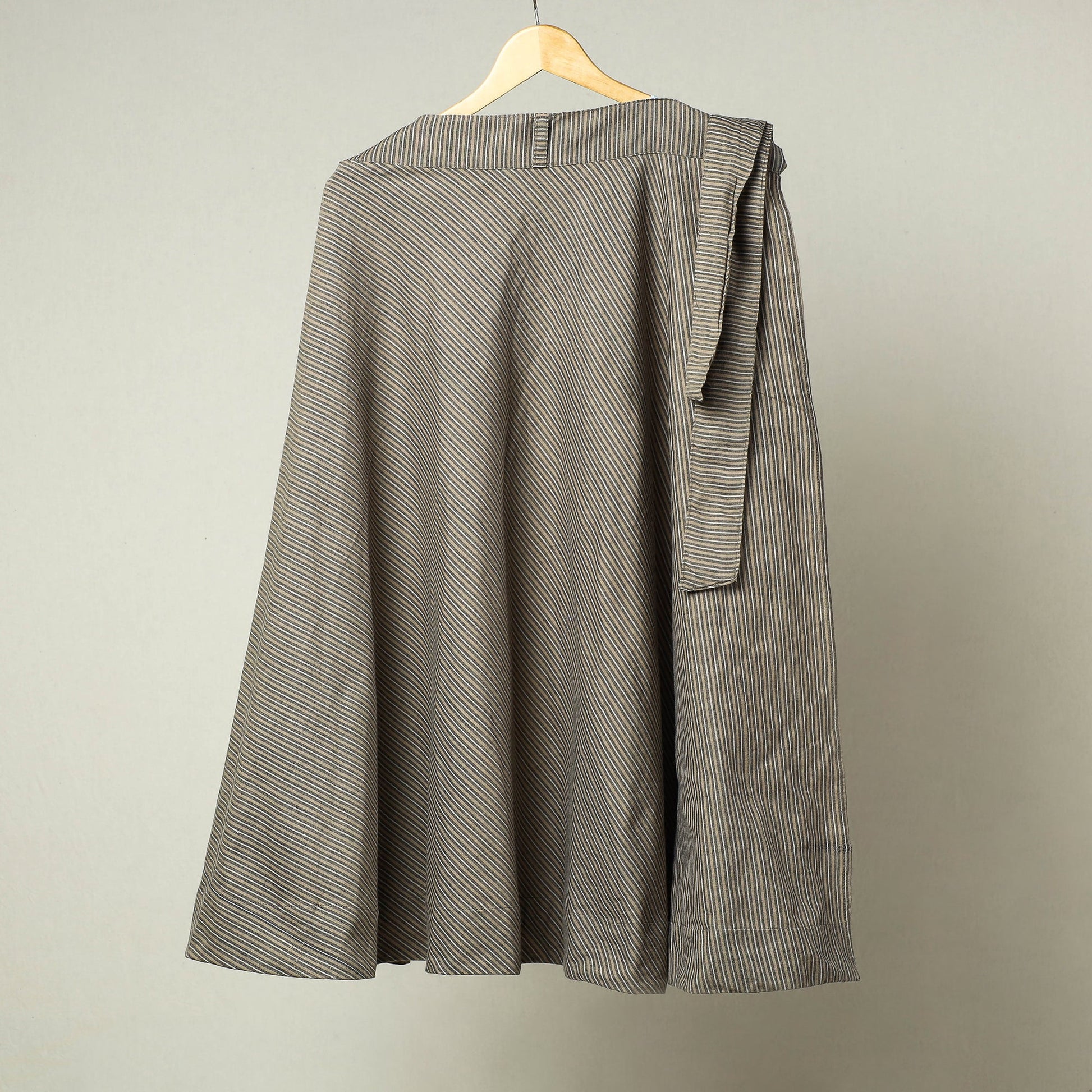 Brown - Plain Handloom Jhiri Cotton Wrap Around Skirt
