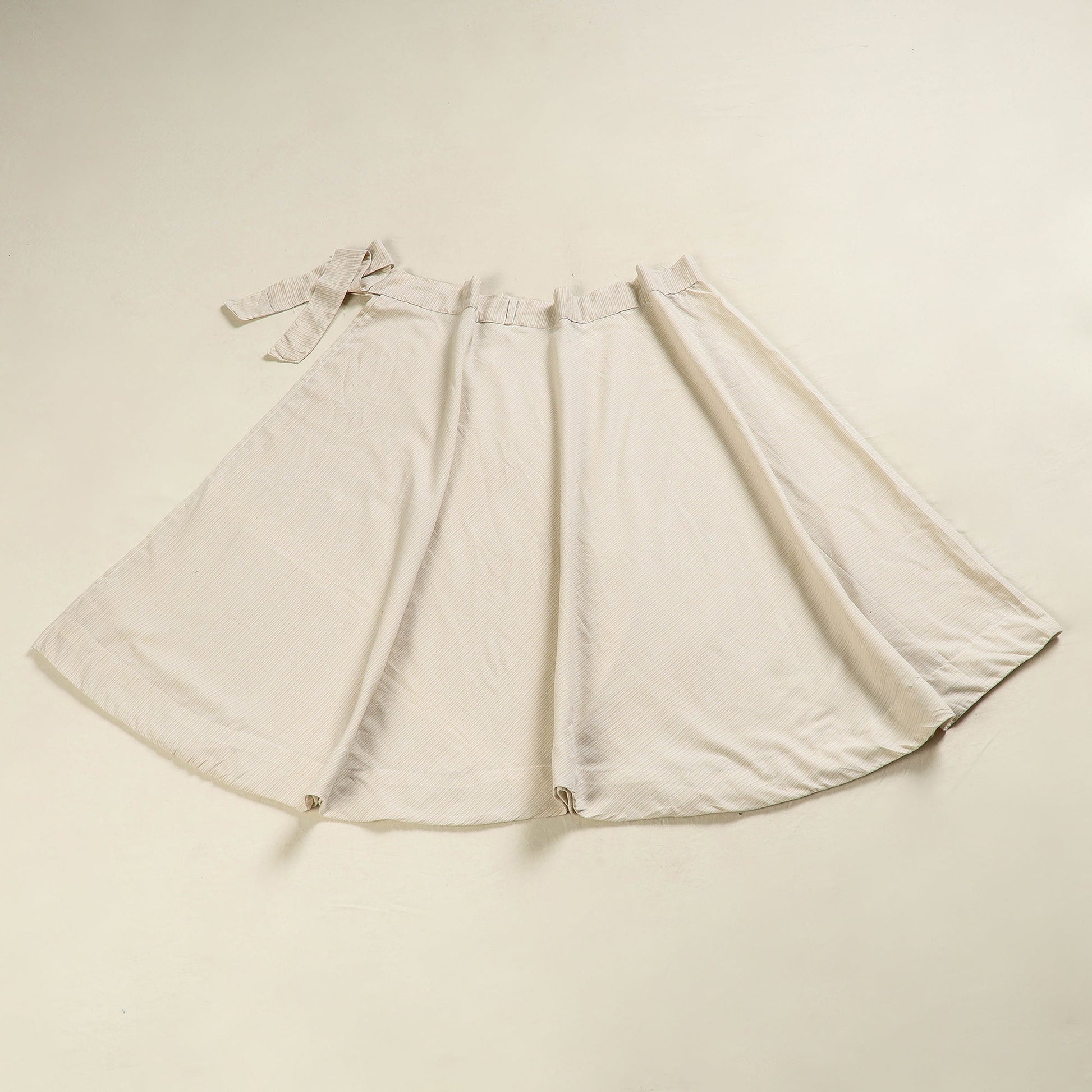 Beige - Plain Handloom Jhiri Cotton Wrap Around Skirt