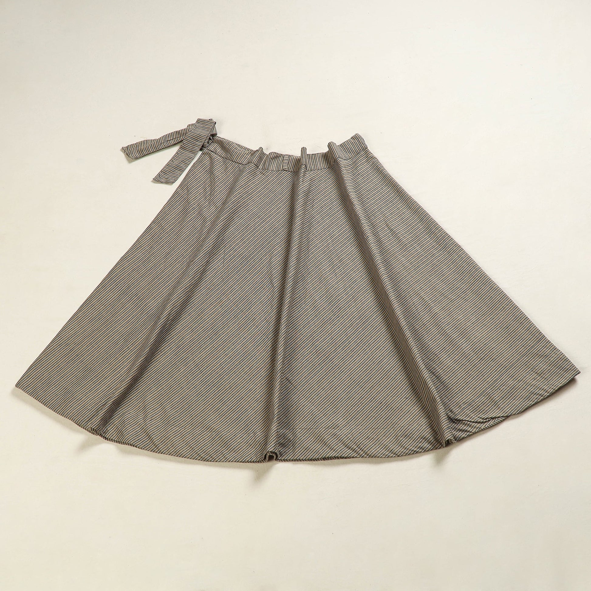 Brown - Plain Handloom Jhiri Cotton Wrap Around Skirt