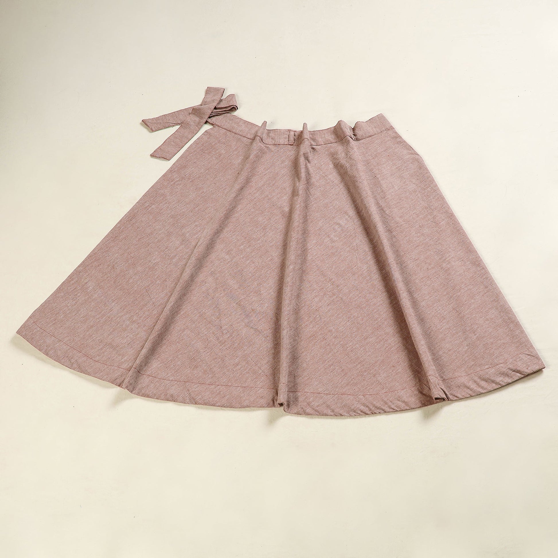 Brown - Plain Handloom Jhiri Cotton Wrap Around Skirt