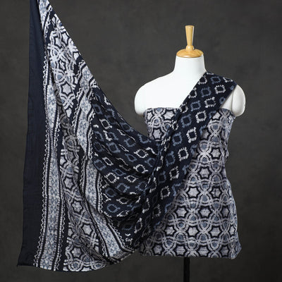 Blue - 3pc Kutch Cotton Batik Print Dress Material 09