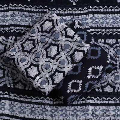 Blue - 3pc Kutch Cotton Batik Print Dress Material 09