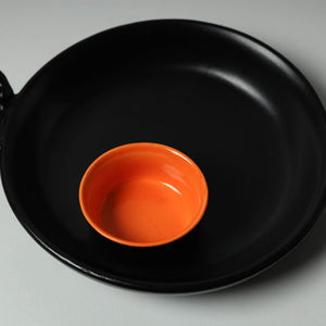 Black - Ceramic Chip and Dip Platter Tray with Fixed Bowl 19