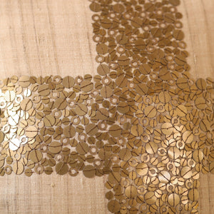 Brown - Aari Embroidery Sequin Work Mercerised Ghicha Silk Cushion Cover (16 x 16 in)