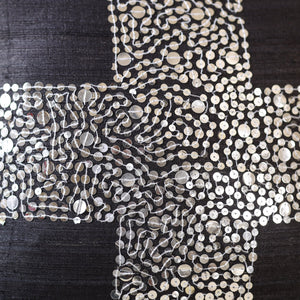 Black - Aari Embroidery Sequin Work Ghicha Silk Cushion Cover (16 x 16 in)