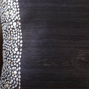 Black - Aari Embroidery Sequin Work Ghicha Silk Cushion Cover (16 x 16 in)