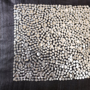 Black - Aari Embroidery Sequin Work Ghicha Silk Cushion Cover (16 x 16 in)