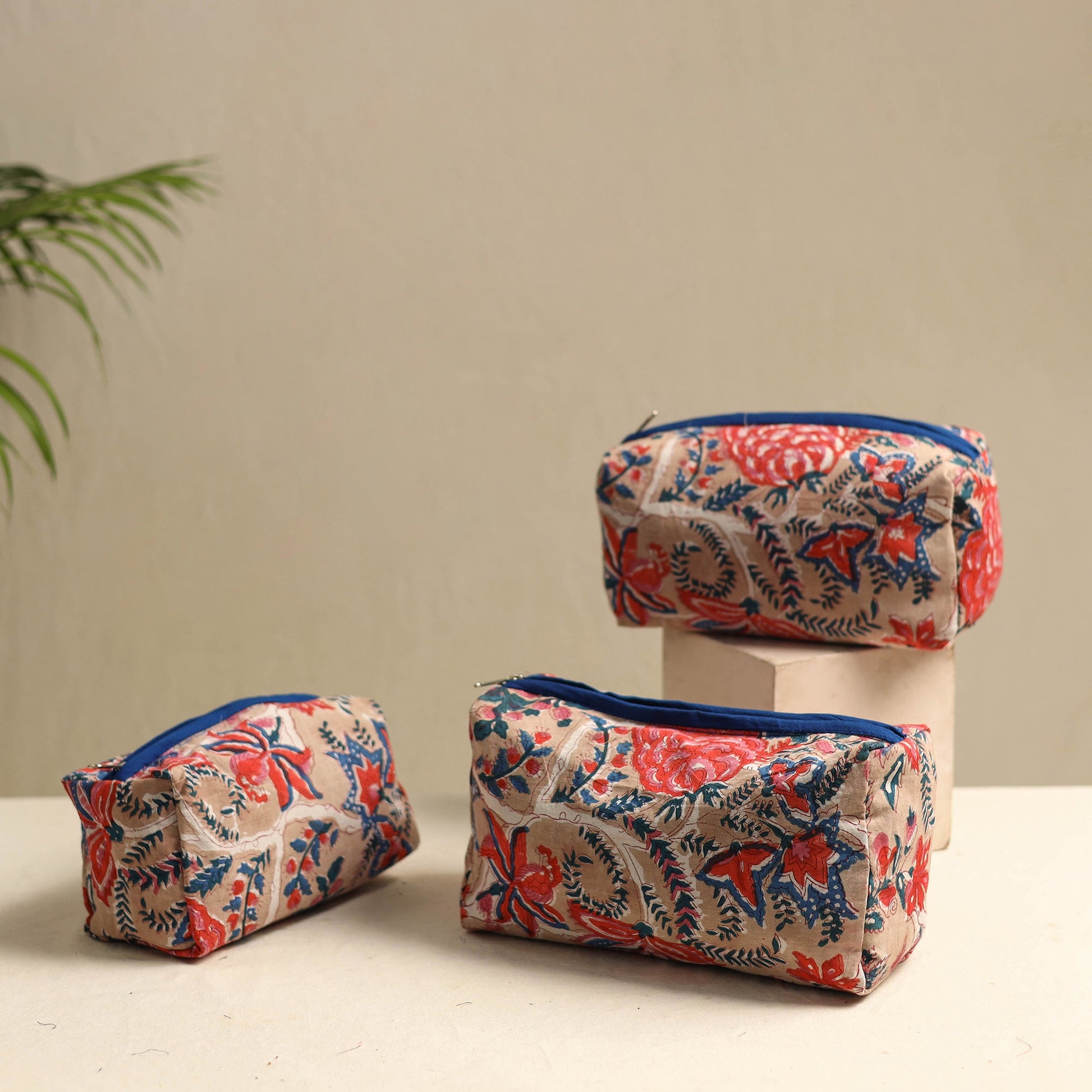 Beige - Multipurpose Handmade Toiletry Bags (Set of 3) 24