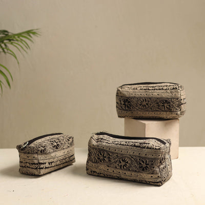 Brown - Multipurpose Handmade Toiletry Bags (Set of 3) 25