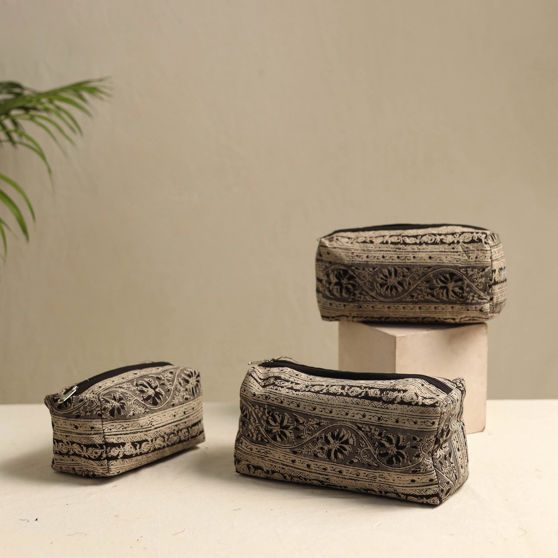 Brown - Multipurpose Handmade Toiletry Bags (Set of 3) 25